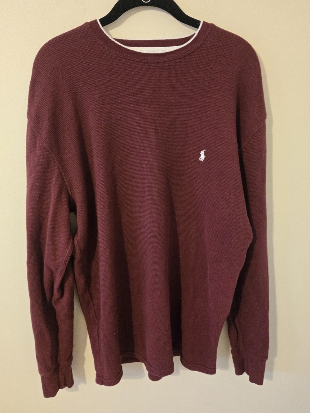 Polo Ralph Lauren Waffle Knit Thermal Long Sleeve Shirt Burgundy XL